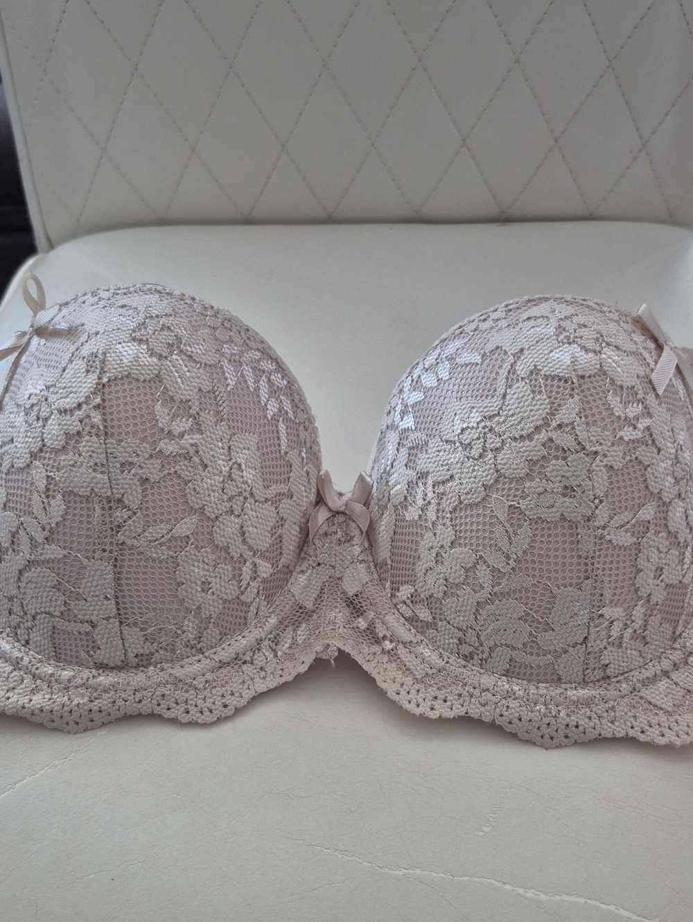 Rene Rofe Padded Push-Up Underwire Bra in Light Beige Strapless 34C